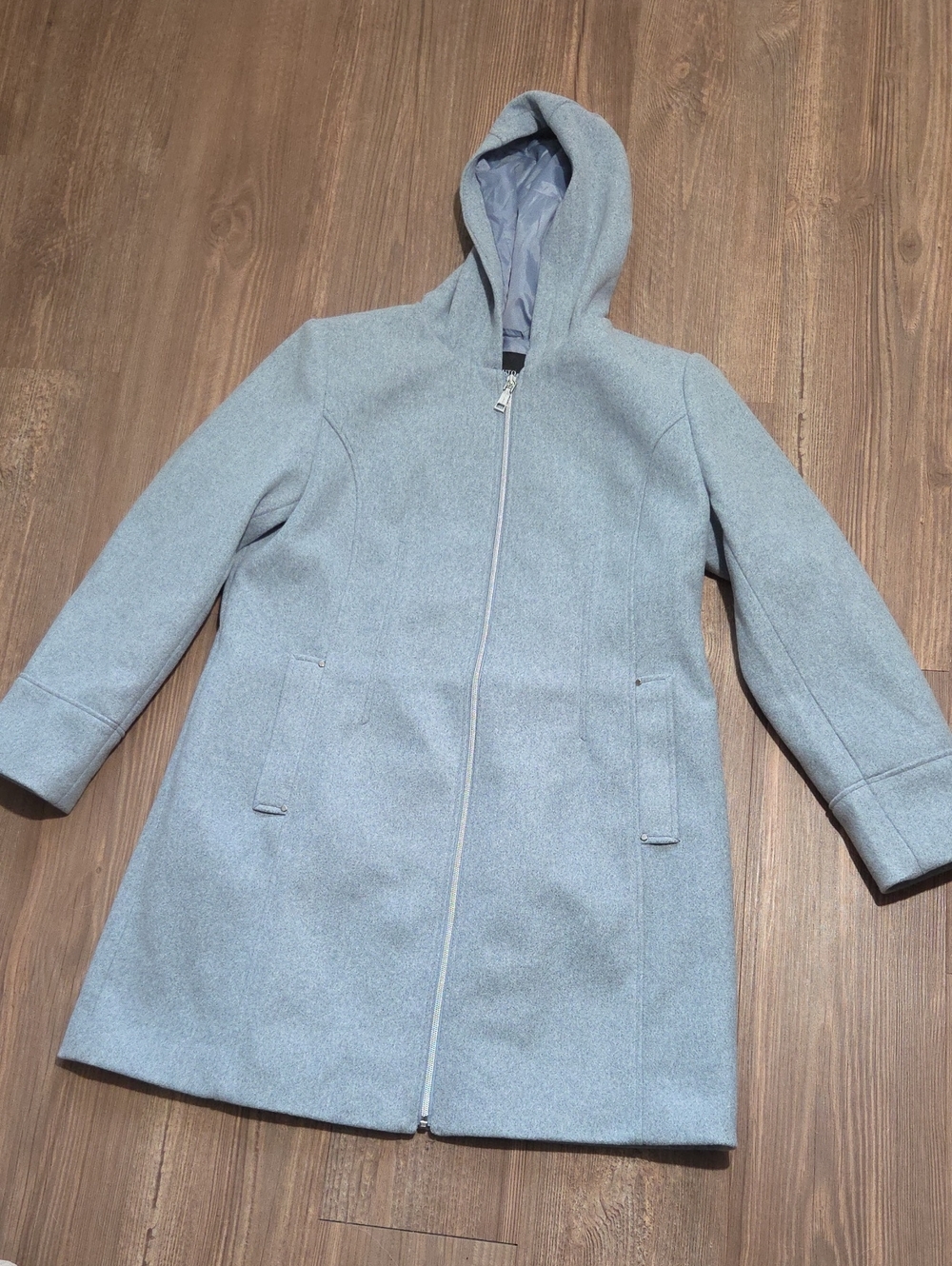 Vince Camuto Light Blue Hooded Zip-Front Pea Coat